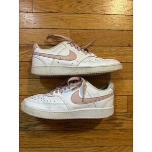 Nike Court Vision Low CD5434-113 Women’s 8.5 White Pink Leather Sneakers